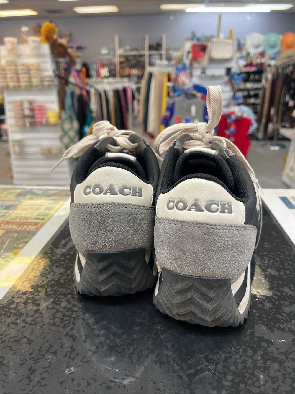 Coach Gray and Black Suede-Accent Women’s Sneakers - Picture 4 of 9